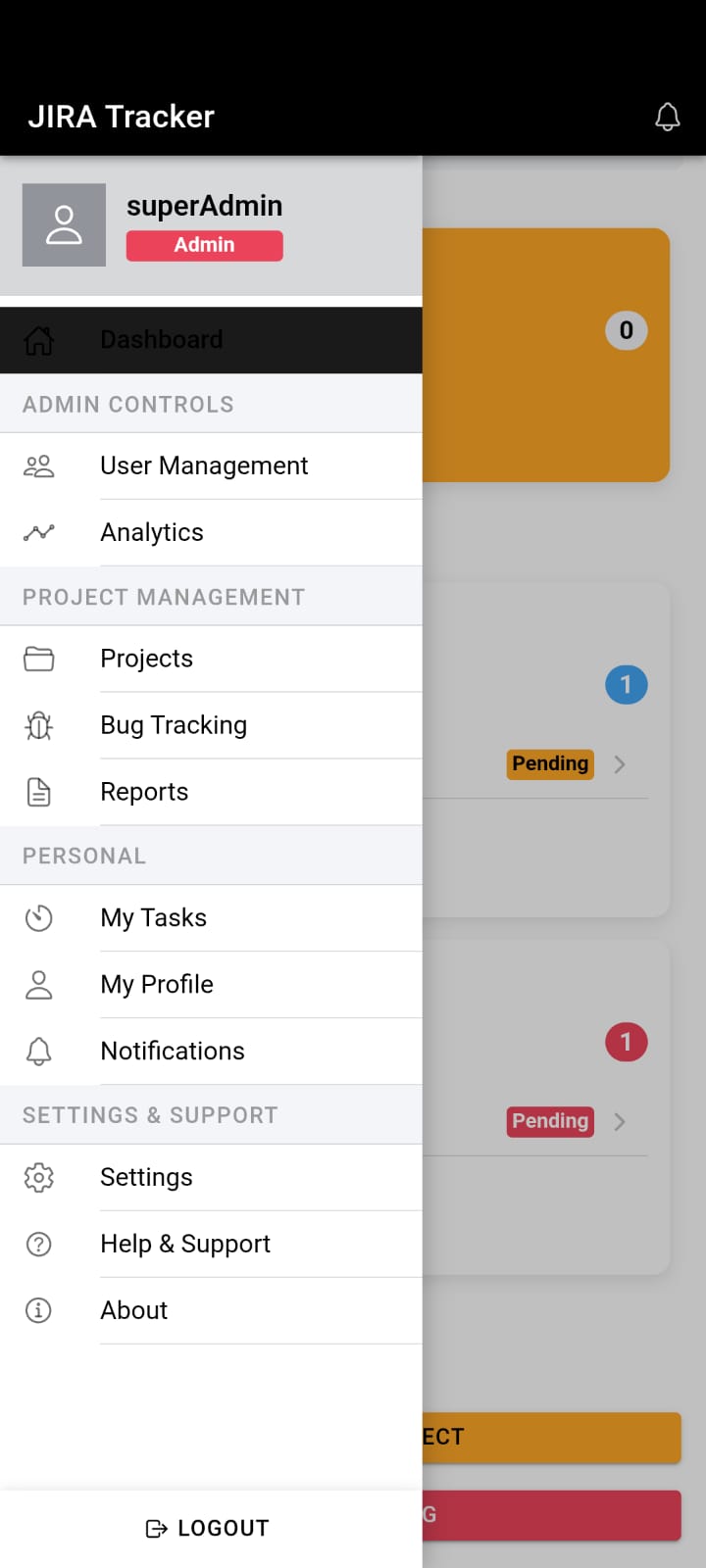 Basic Jira Tracker app preview
